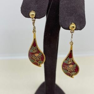 Vintage Inlay Work Drop Earrings